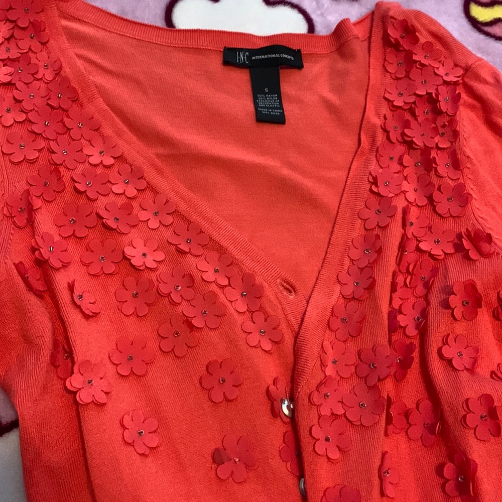coral cardigan